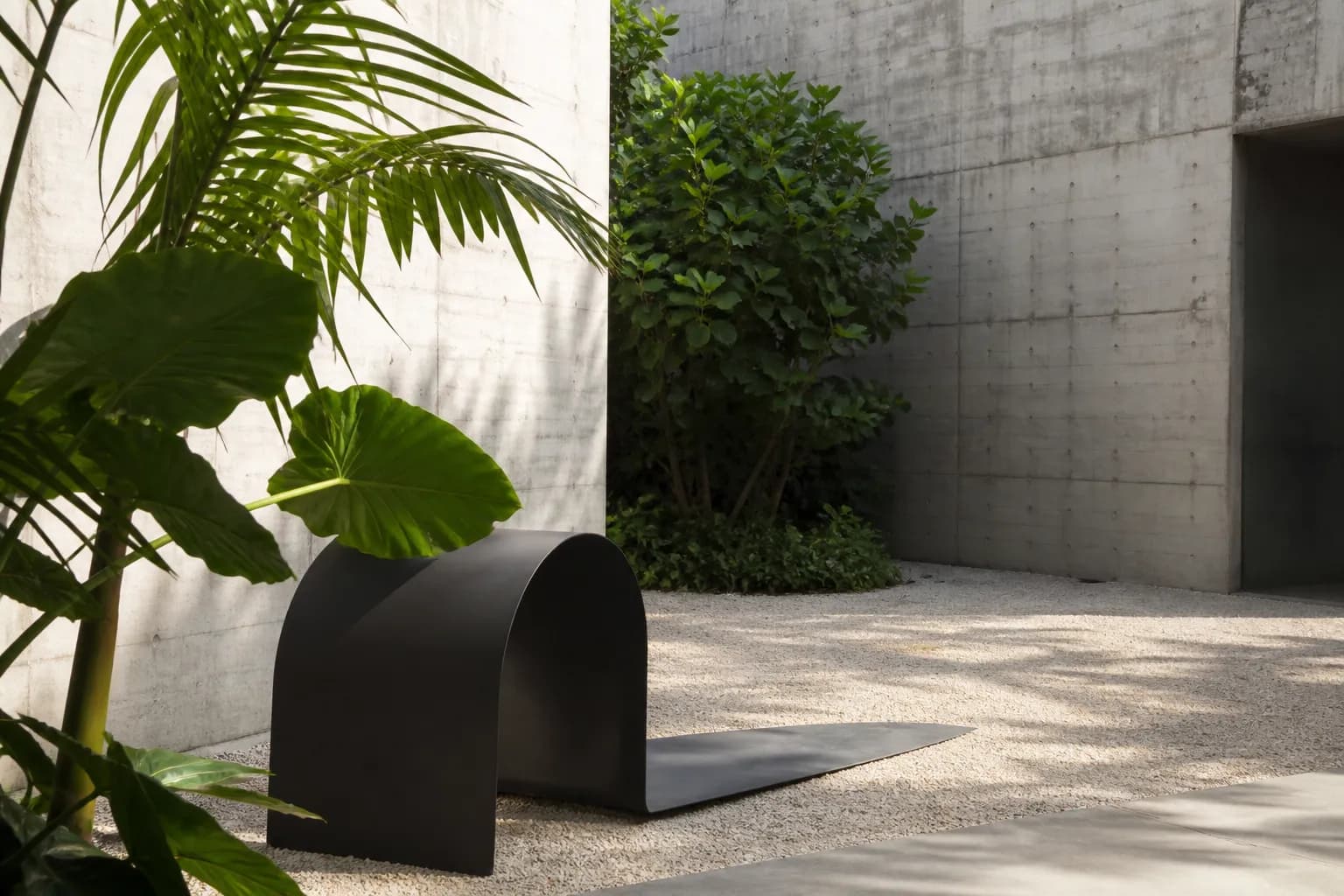 The quiet outdoor sculpture garden of the Institute of Contemporary Art in Miami's Design District.