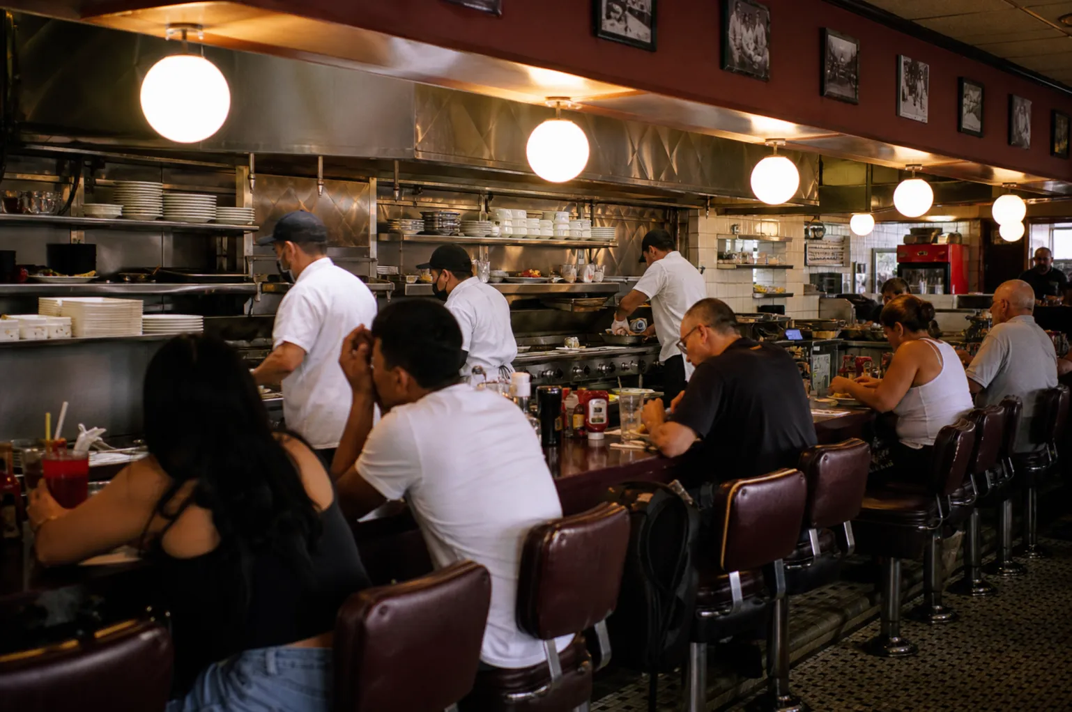 The busy interior counter area of the airport-adjacent diner in Miami.