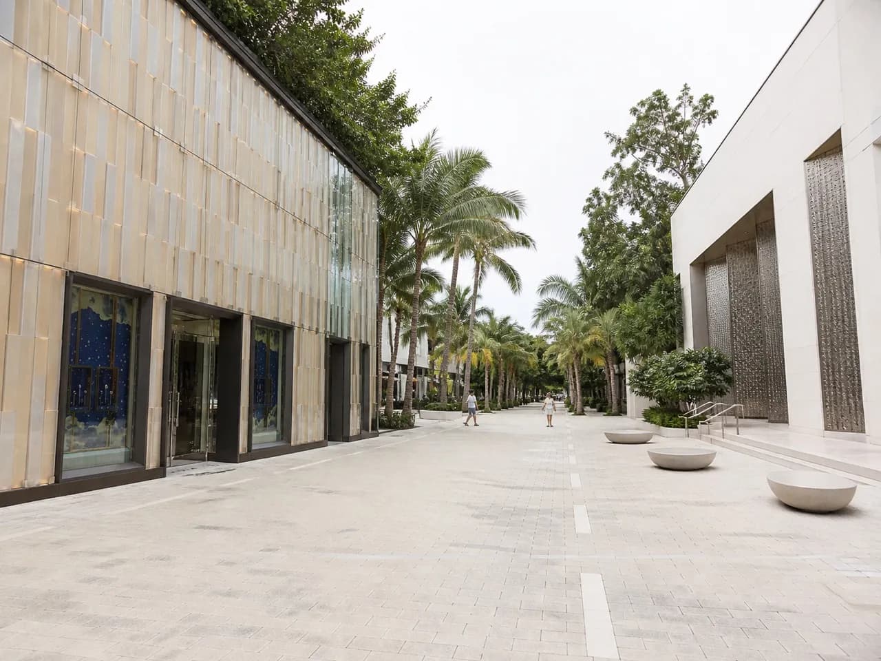 Pedestrian plaza between Design District buildings