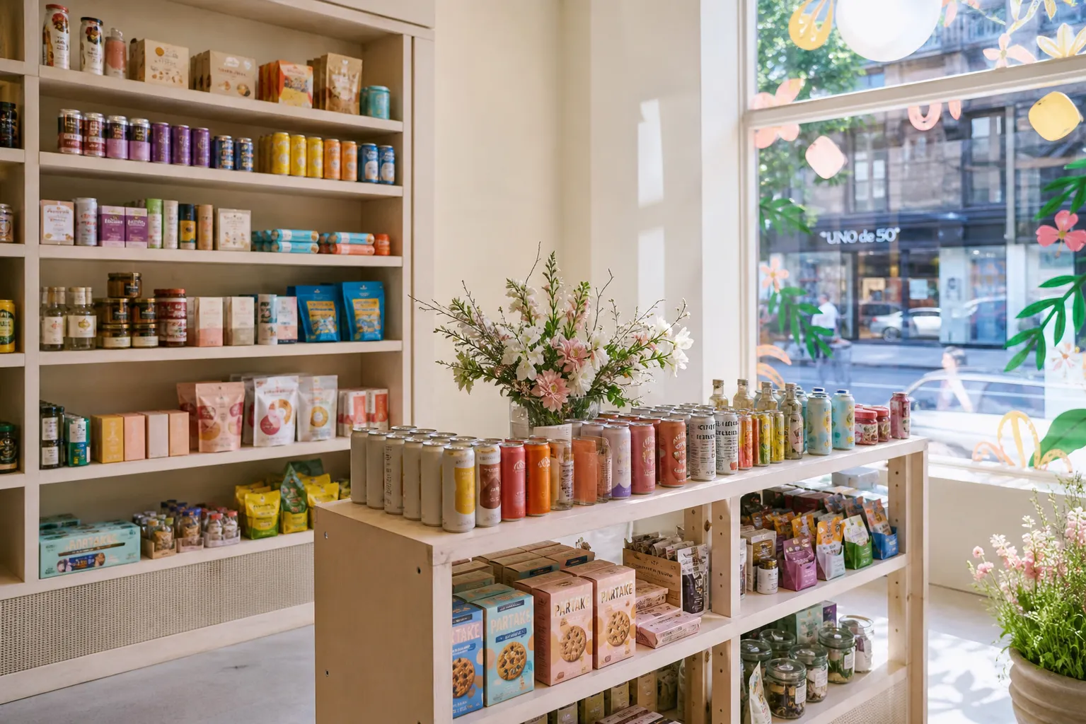 Aesthetic interior shelves of Pop Up Grocer in Greenwich Village.