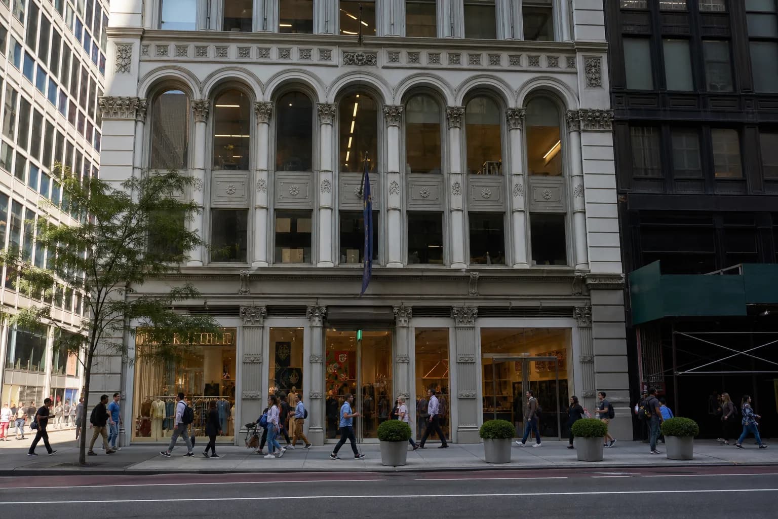 The historic retail facade on Avenue of the Americas in New York City.