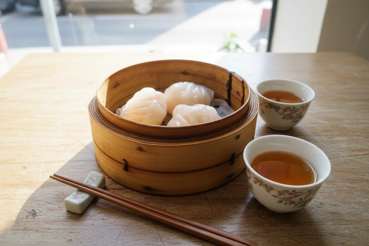 Dim sum in a bamboo steamer for a Chinatown crawl