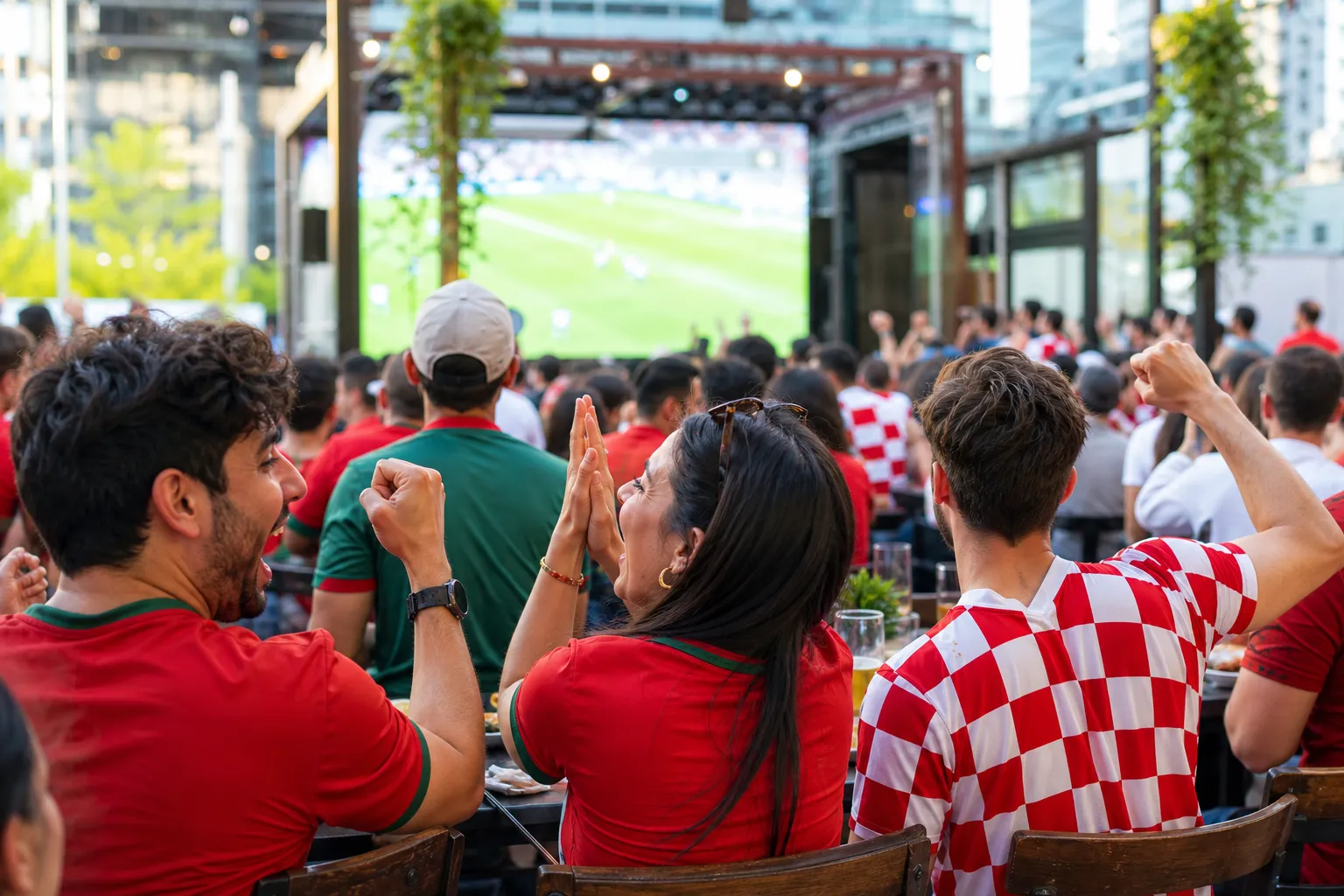 Respectful Portugal vs Croatia watch-party scene in NYC