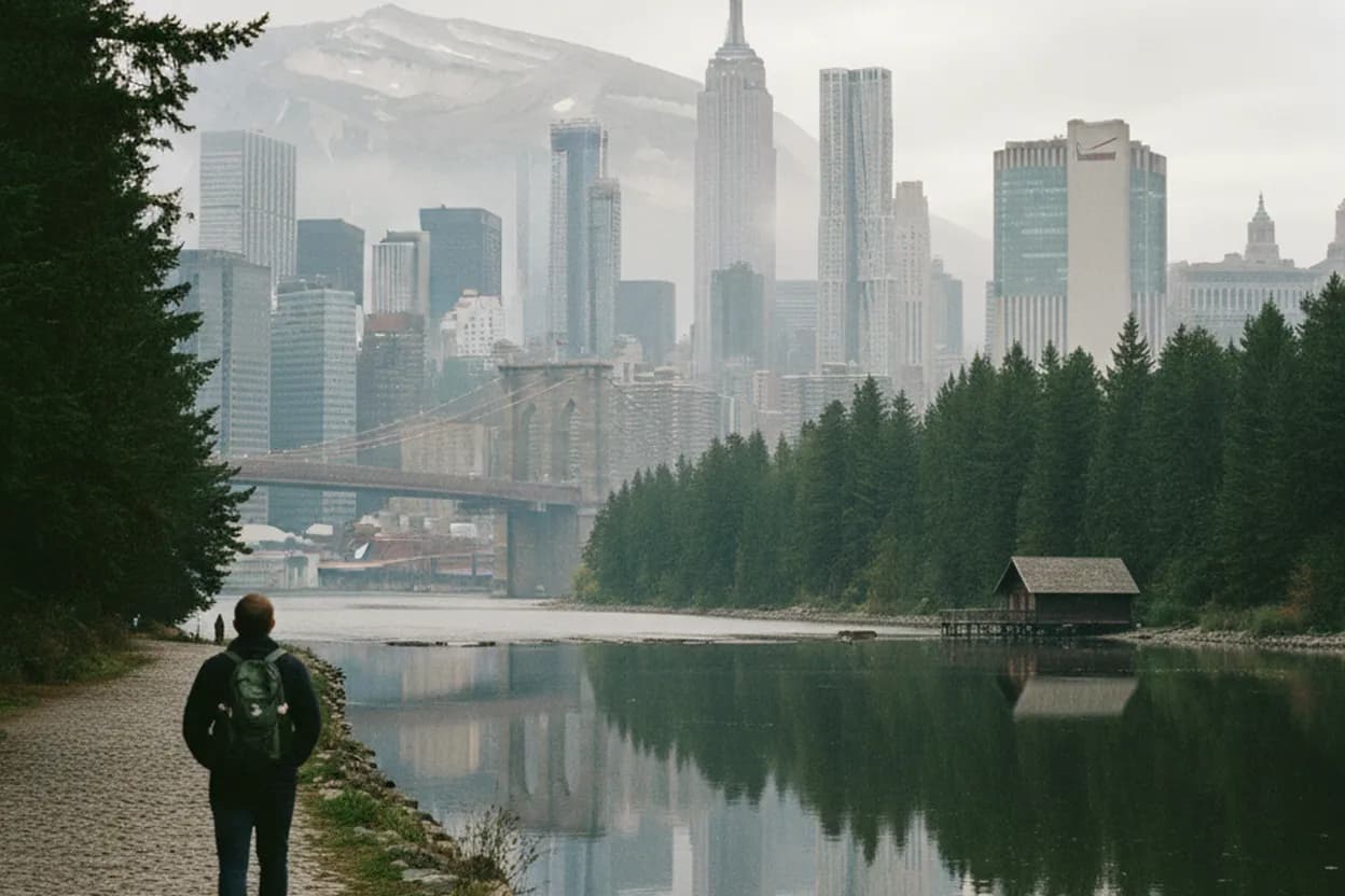 New York City experience scene for Escape NYC's concrete jungle with a 'yellowstone' inspired nature retreat.