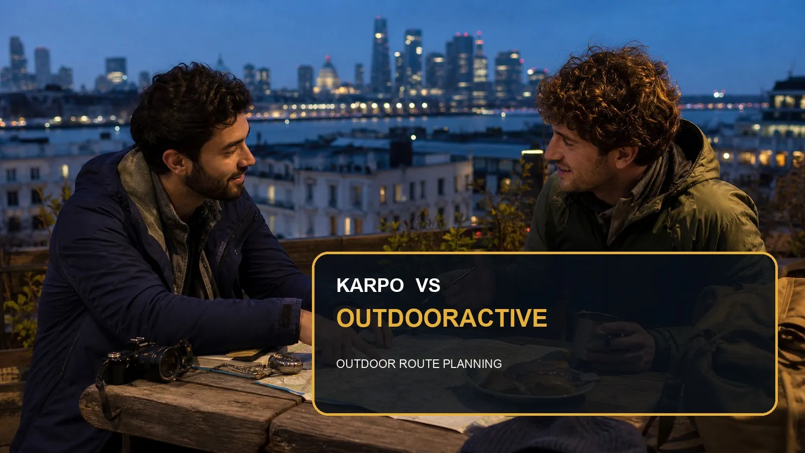 Karpo versus Outdooractive in a photorealistic editorial comparison.