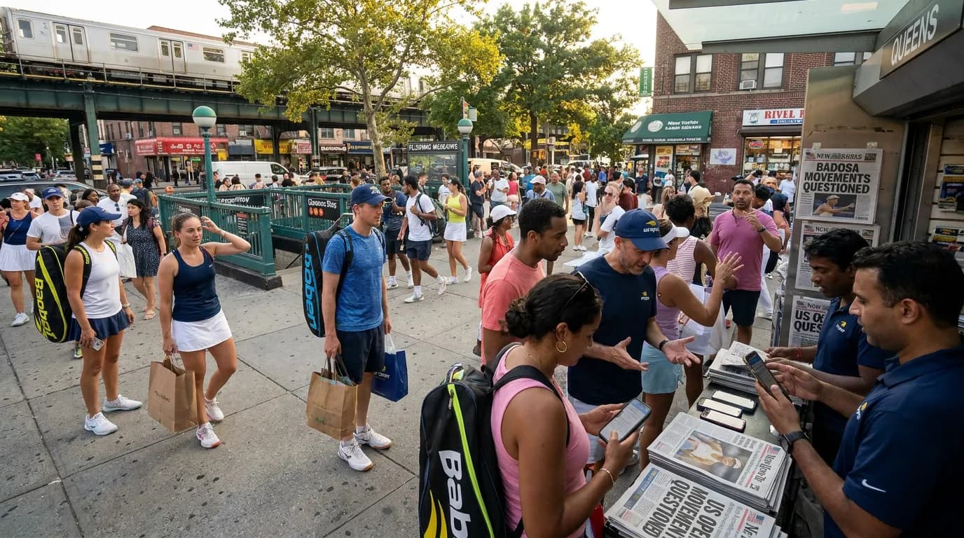Bright US Open tennis atmosphere illustrating Paula Badosa’s US Open Movement Questions.