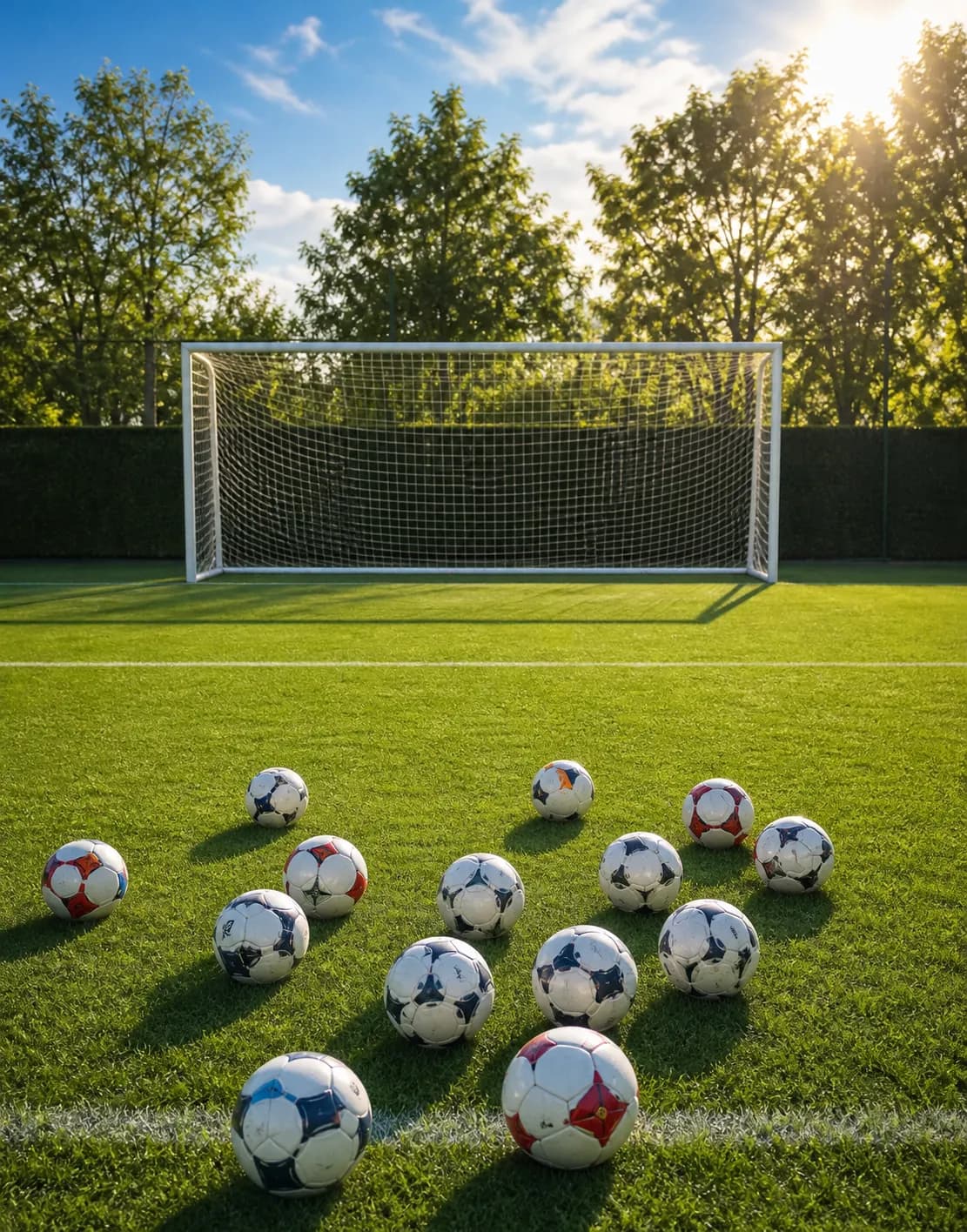 Bright realistic shooting drill goalmouth image