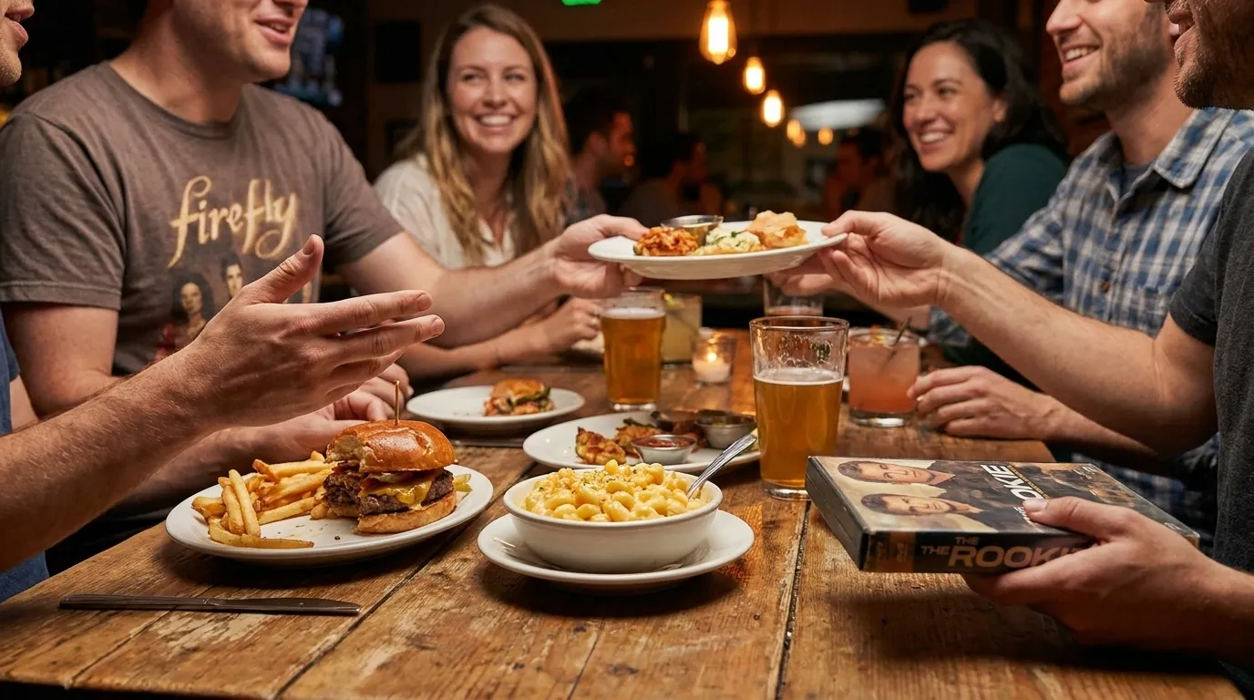 Spacious restaurant booth with ambient lighting ideal for small group dinners in Los Angeles neighborhood