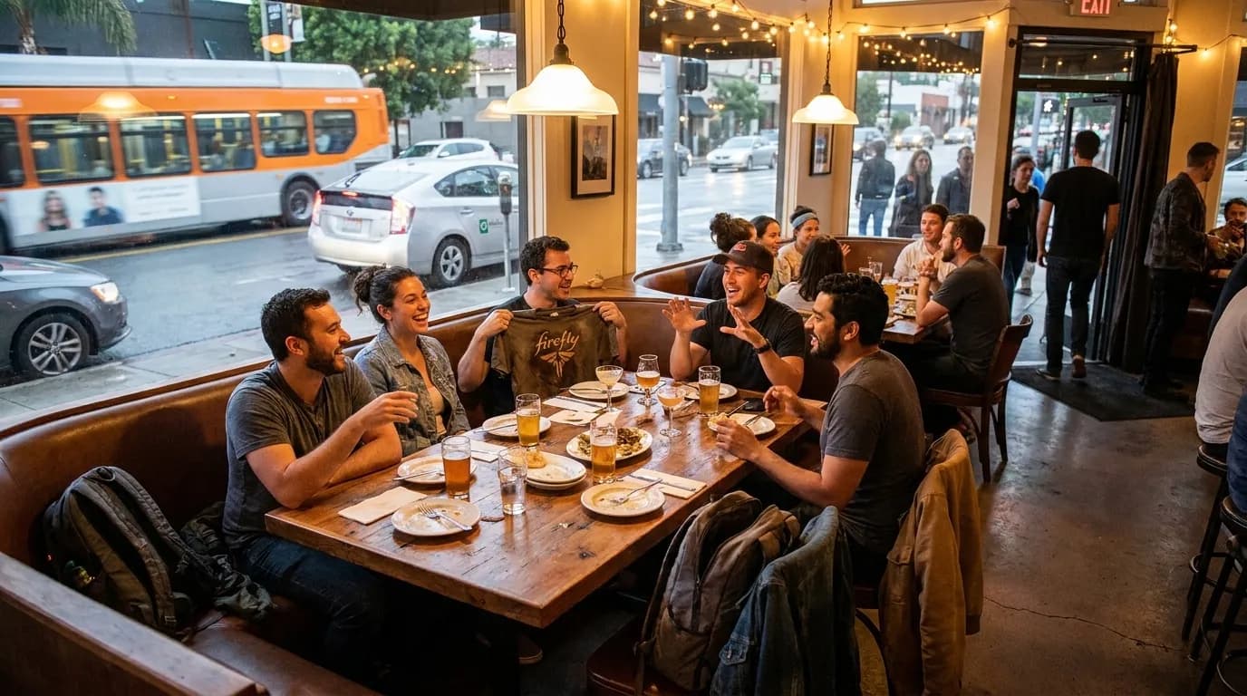 Comfortable restaurant interior with booth seating and warm ambiance in Los Angeles