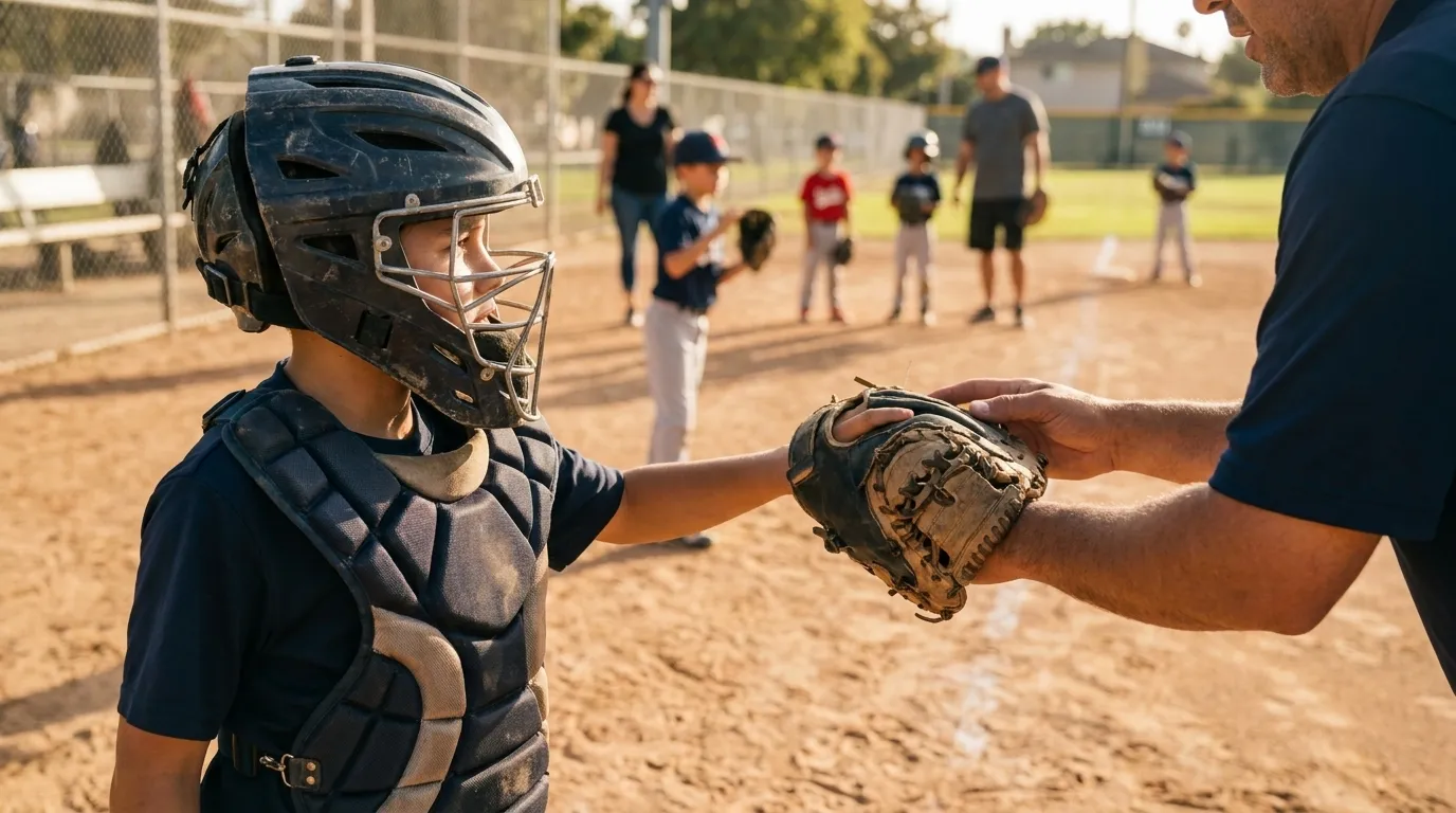 Young baseball player practicing batting stance at Los Angeles batting cage facility