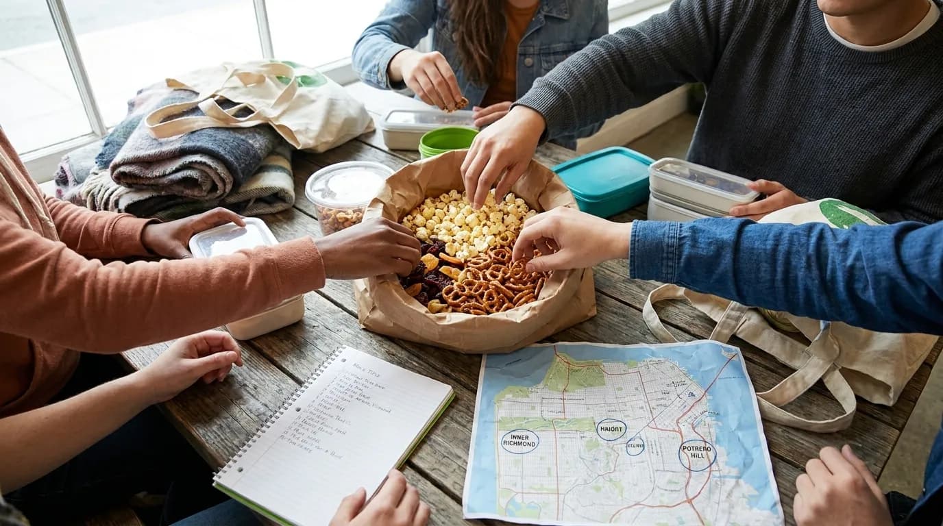 Bulk snack bins and co-op grocery aisles in San Francisco