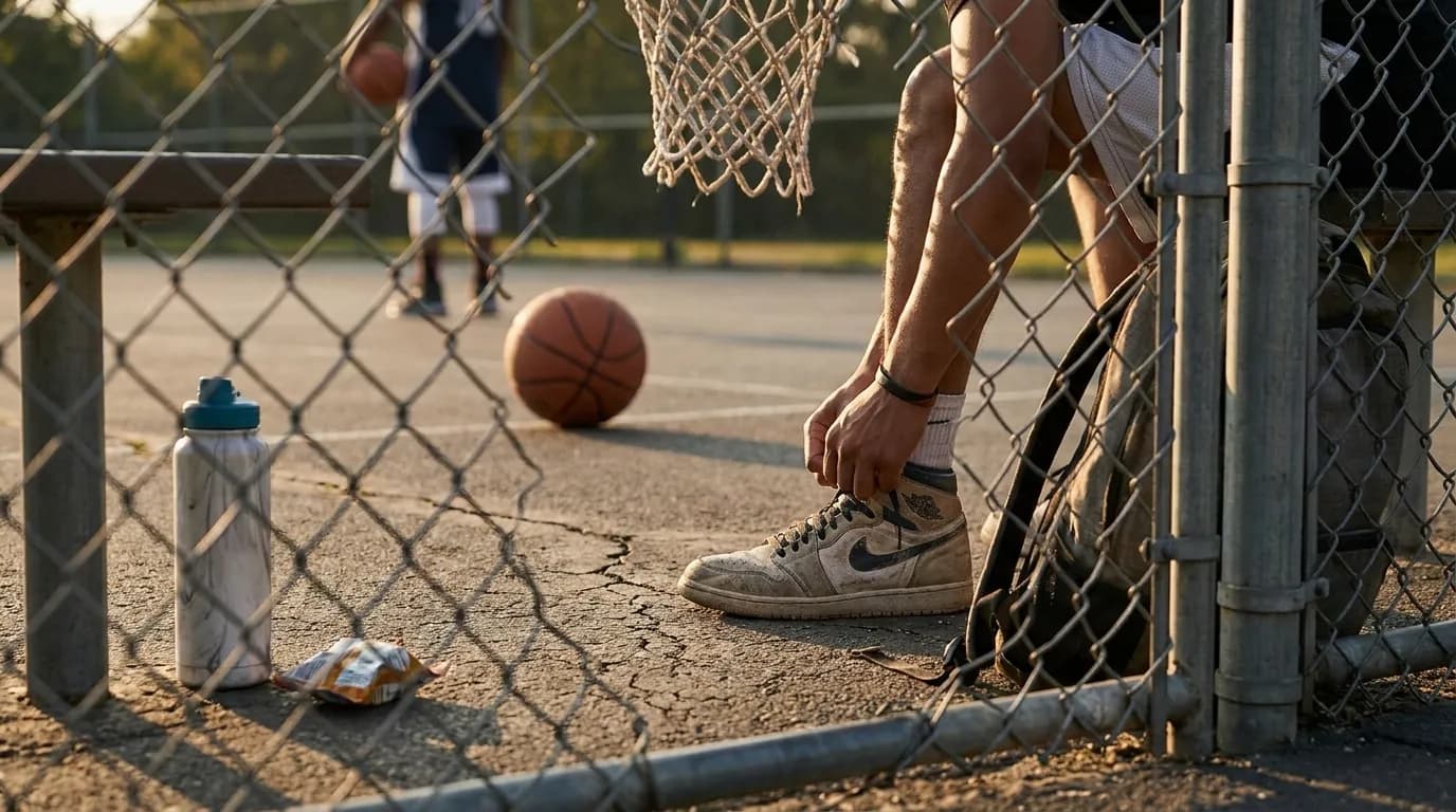 Basketball player shooting three-pointers at outdoor court in Los Angeles park