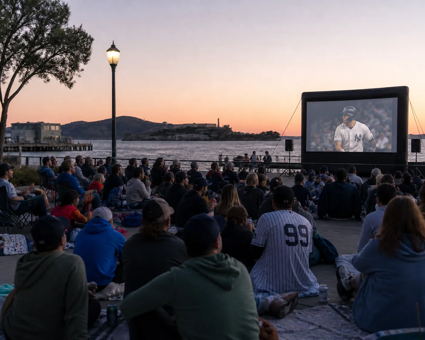 Cover for Yankees Game Free Outdoor Screening: SF Plaza Projector Event Calendar Verification in San Francisco