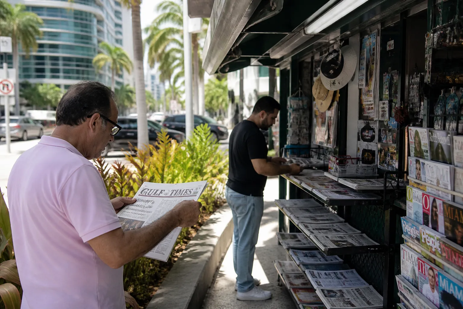 Local scene for Qatar International News: Miami Neighborhood Multilingual Newsstand Market Price Comparison in Miami