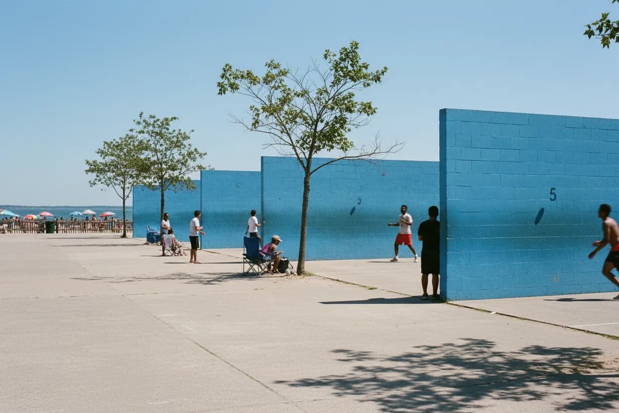 NYC experience scene for Orchard Beach Courts: A Bronx Handball Hang Before the Shoreline Wind Picks Up