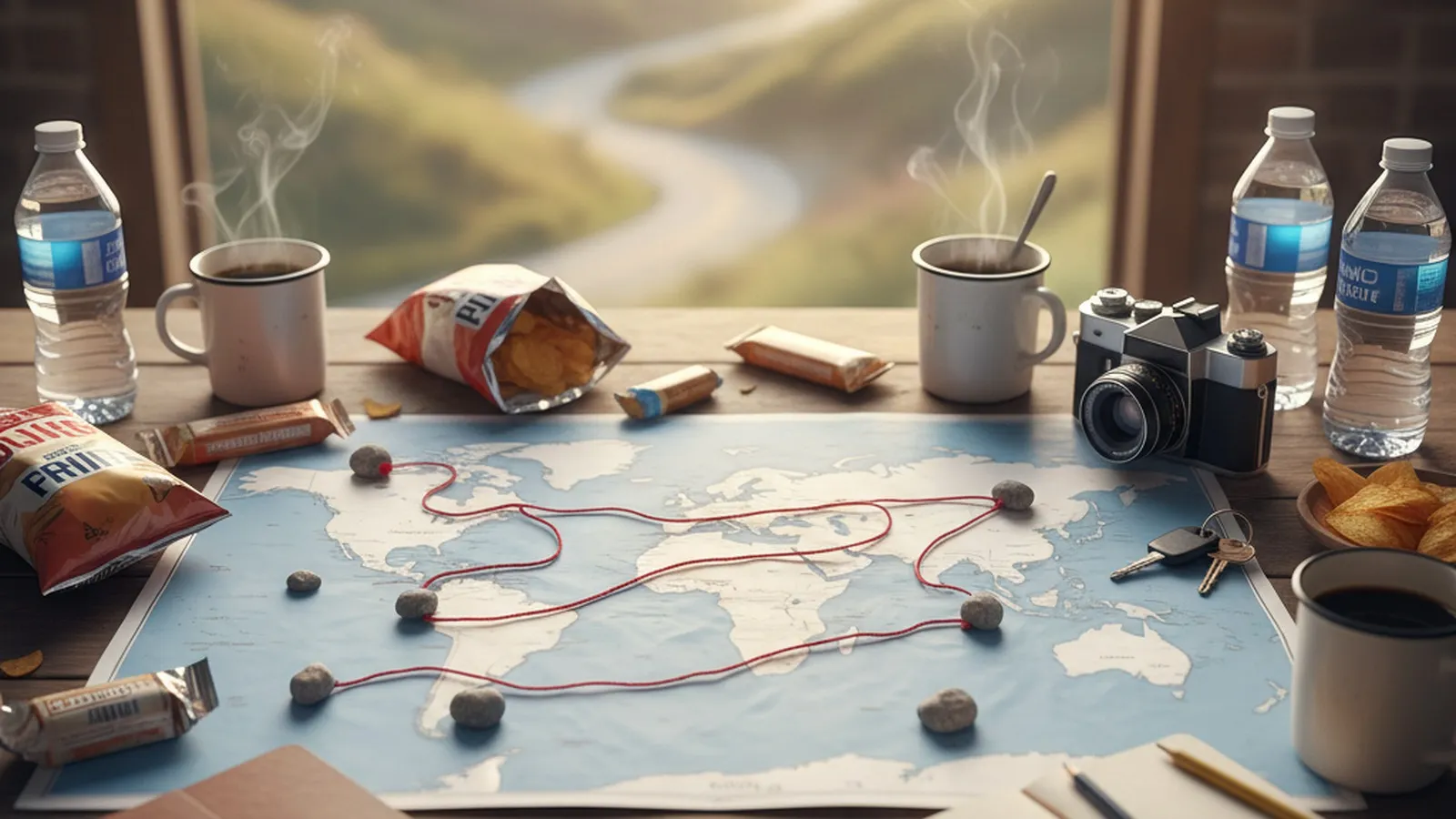 Real-world editorial scene showing Karpo's proactive local planning compared with Roadtrippers