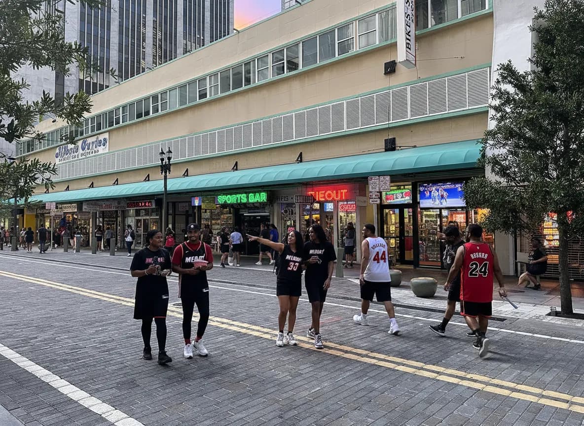 Photorealistic editorial scene for Miami Basketball Nights Planned Around the NBA Calendar in Miami.