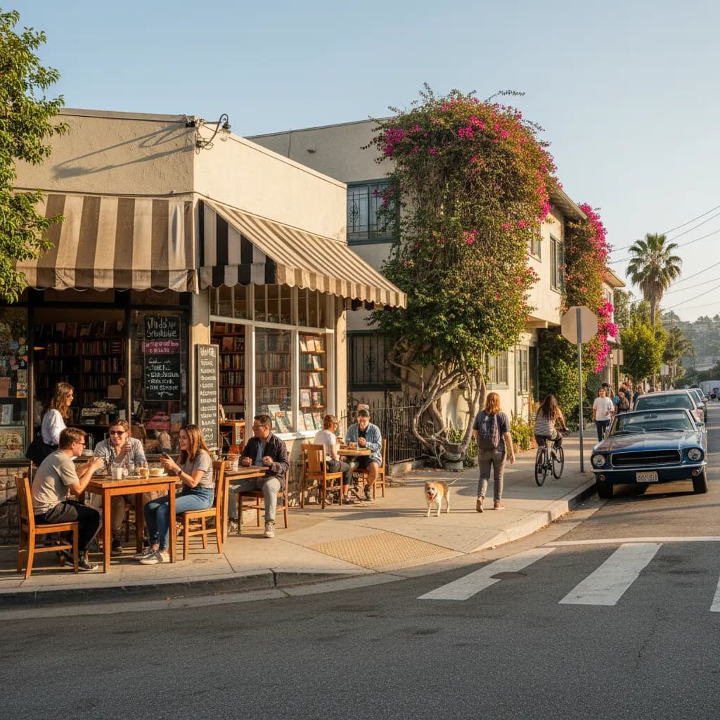 Photorealistic editorial scene for WNBA Schedule Watch Spots Around Silver Lake in Los Angeles in Los Angeles.