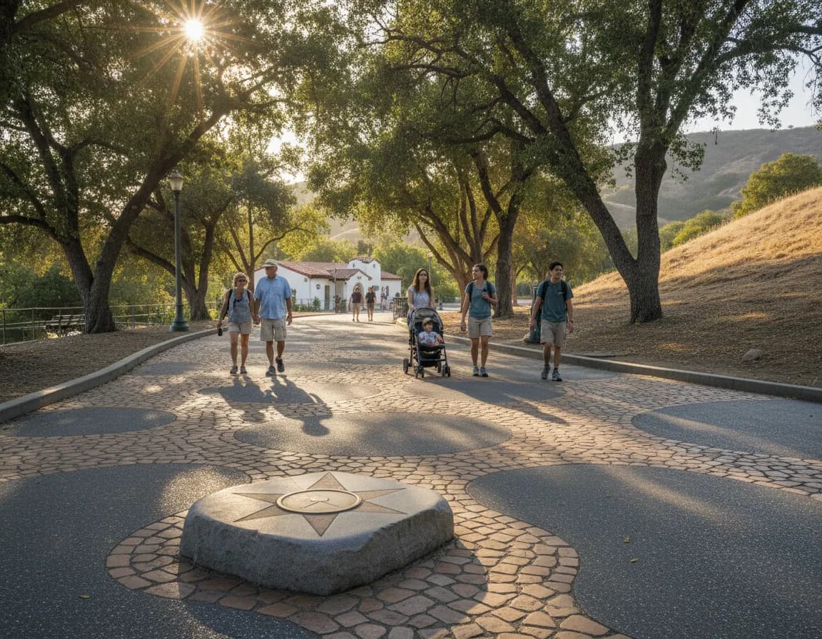 Photorealistic editorial scene for Shaded Summer Walks Through Griffith Park in Los Angeles in Los Angeles.