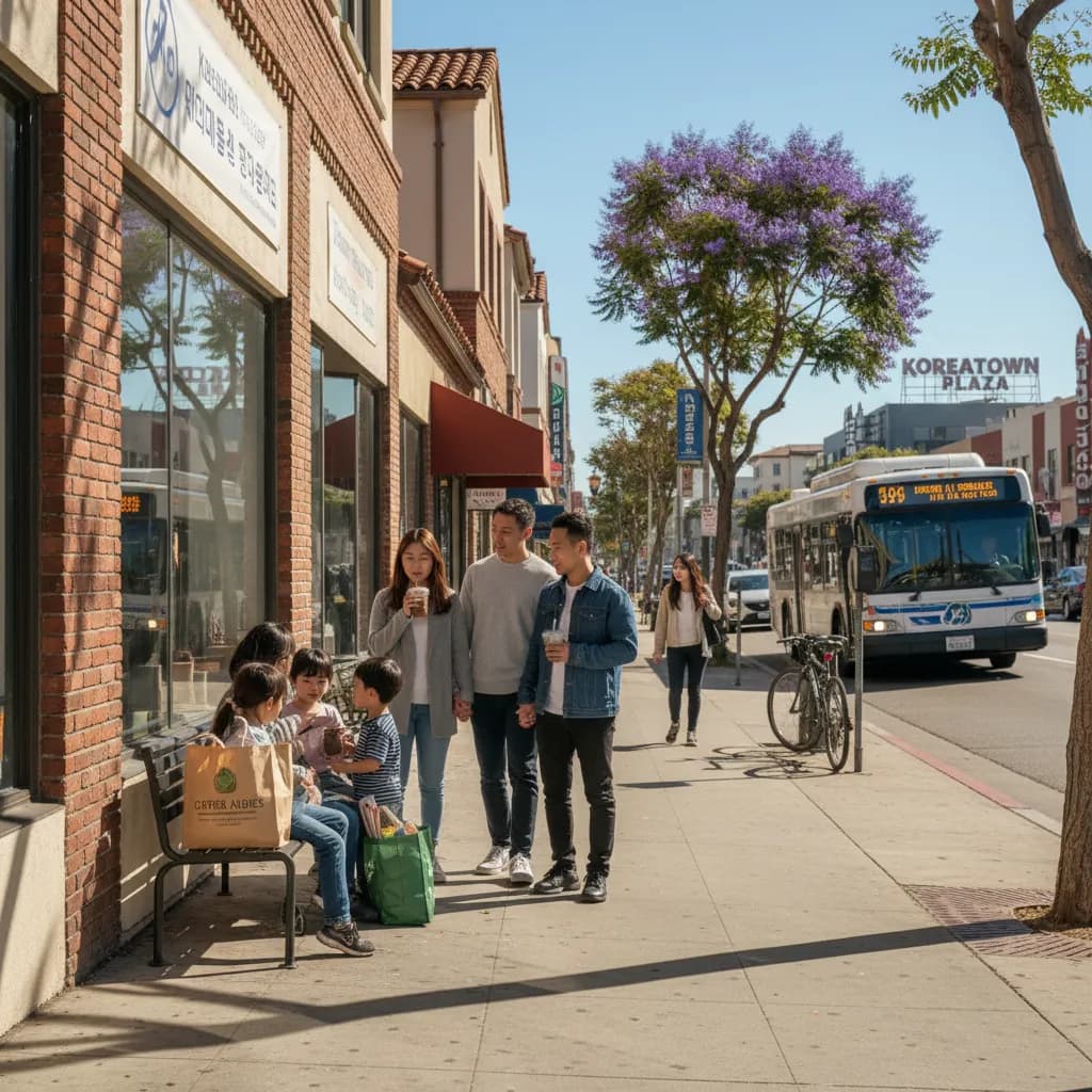 Photorealistic editorial scene for Koreatown Weekend Plans You Can Stack Without Driving Guide in Los Angeles.
