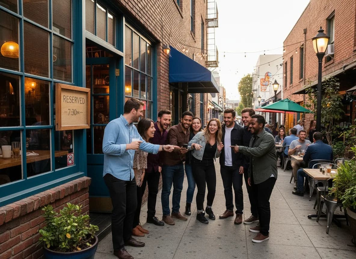 Photorealistic editorial scene for Group Dinner Reservations Near Silver Lake Without Long Waits in Los Angeles.