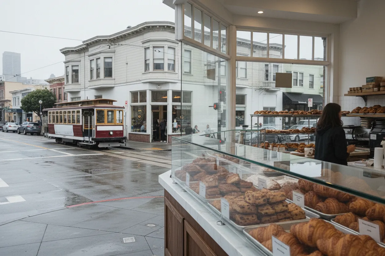 Cover scene for San Francisco Coffee & Dessert Spots with a Big U Shaped Croissant