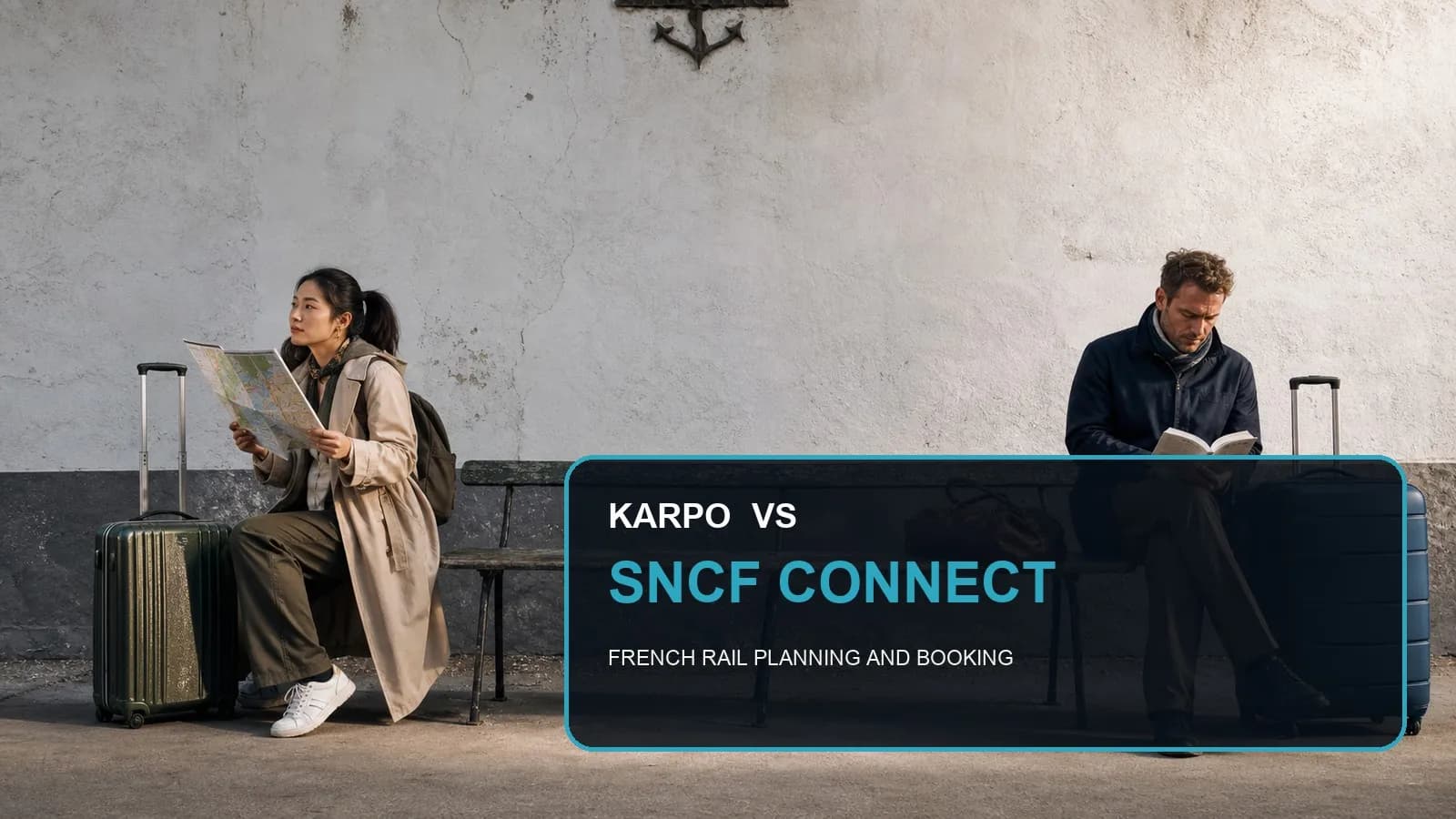 Karpo versus SNCF Connect in a photorealistic editorial comparison.
