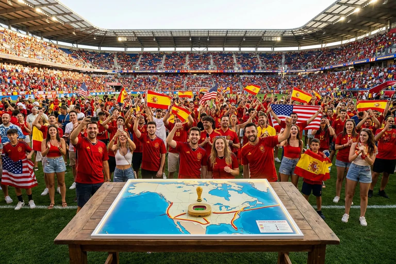 Bright World Cup match-day scene in East Rutherford · New York City · North America.