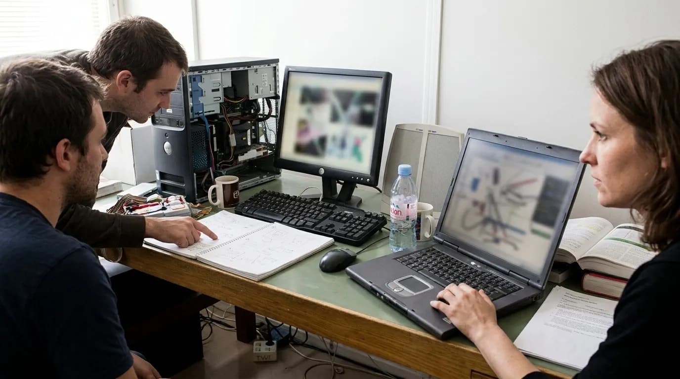 A photorealistic Sudowrite versus Karpo scenario illustrating scorecard two: the same person after closing the laptop