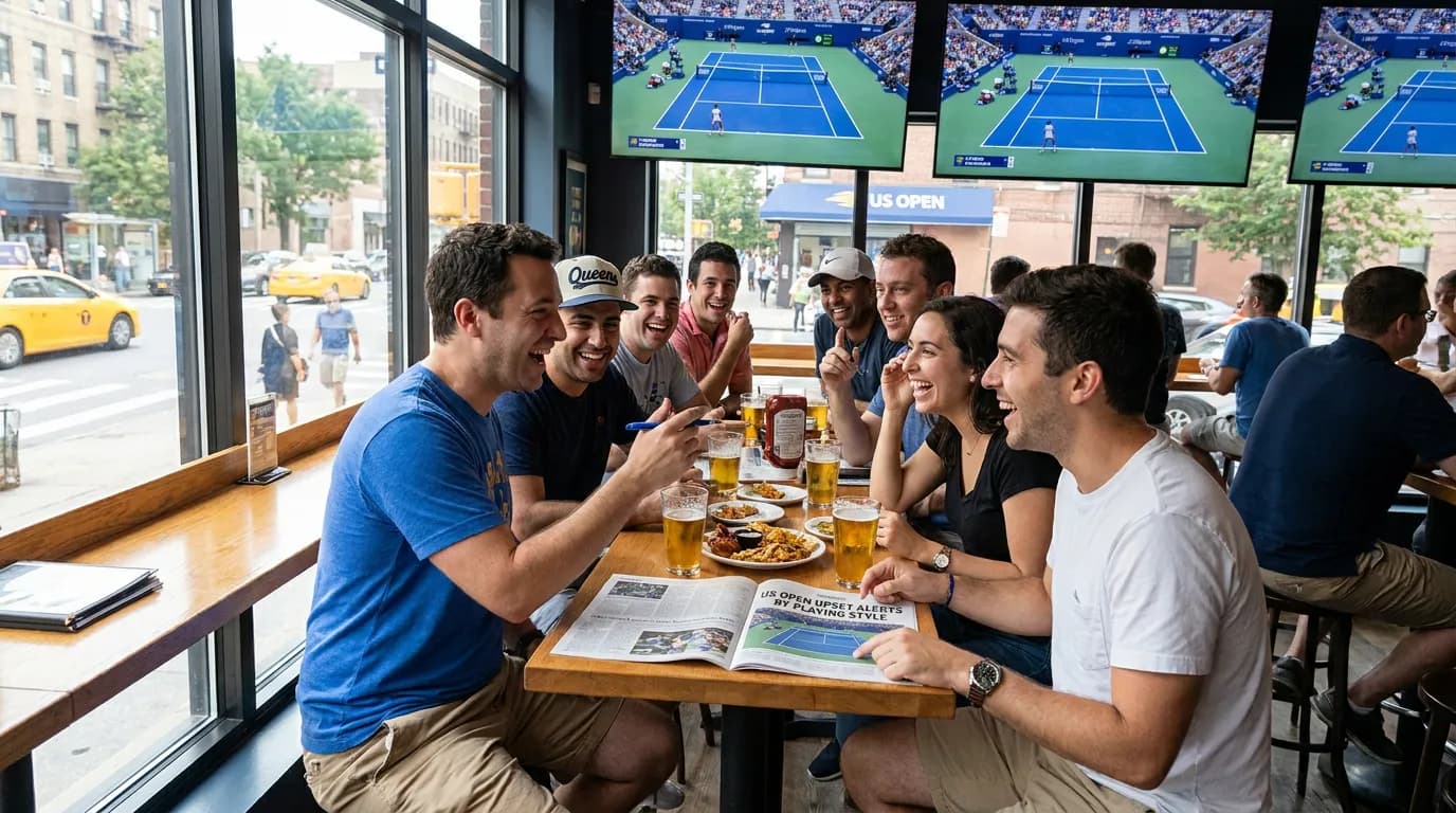 Bright US Open tennis atmosphere illustrating US Open Upset Alerts by Playing Style.
