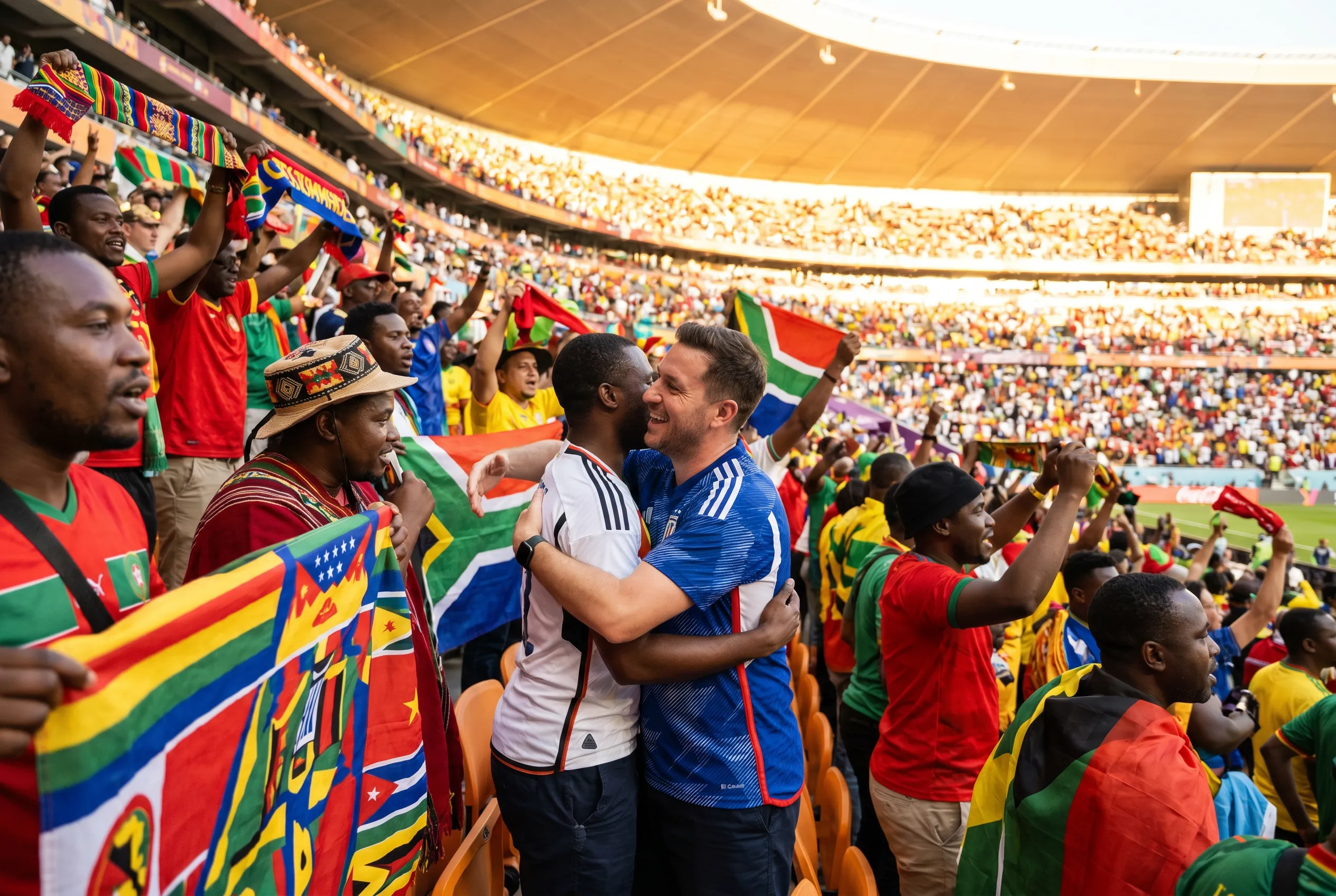 World Cup supporters navigating New York · New Jersey during match day.