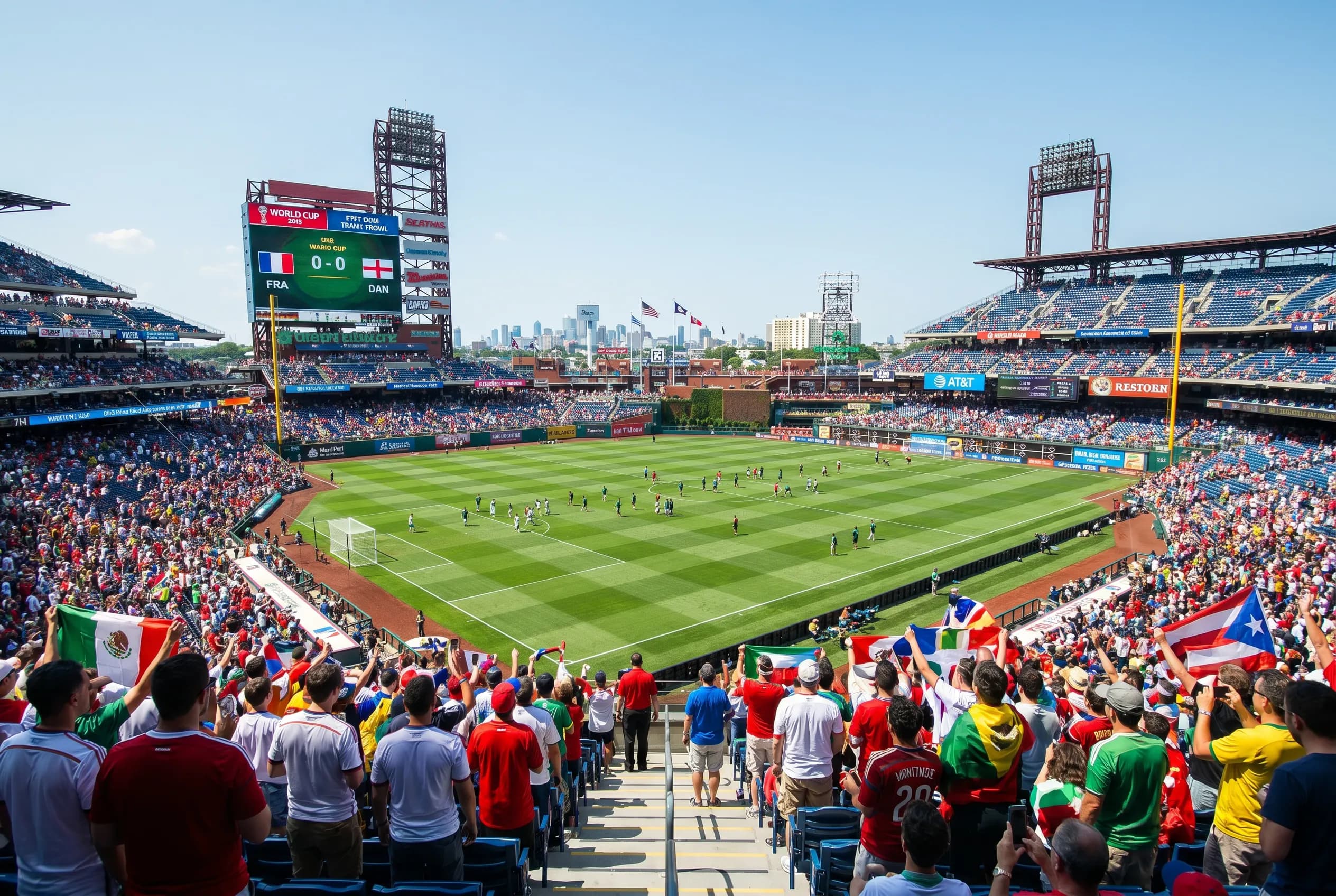 Bright World Cup match-day scene in Philadelphia · North America.