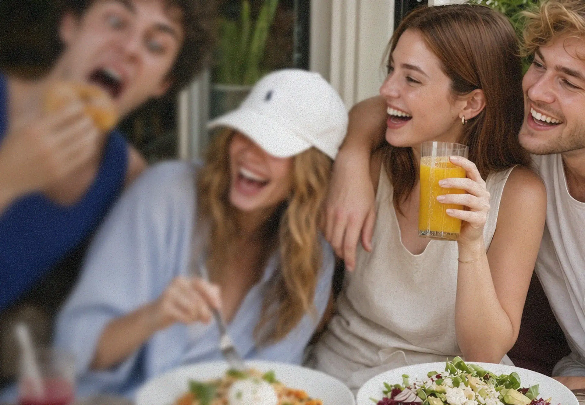Friends sharing dinner on a night out