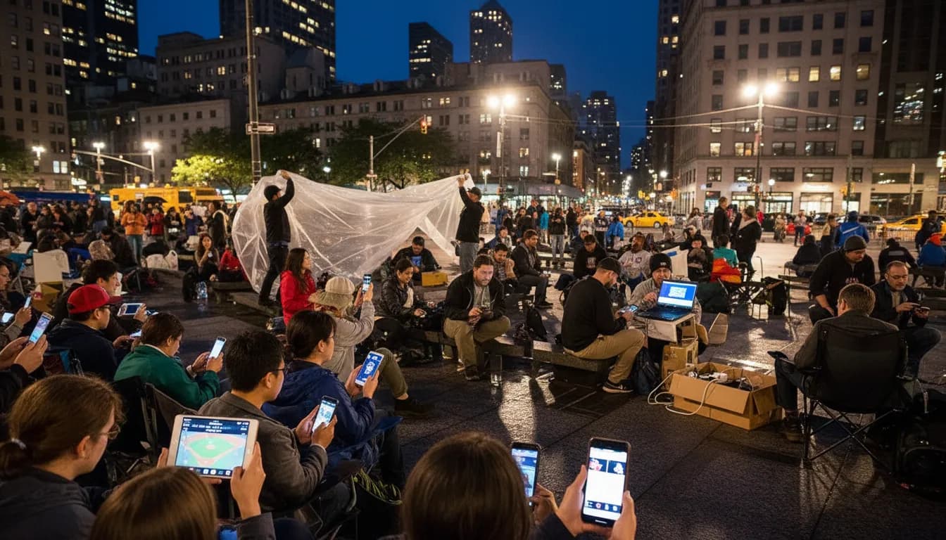 Free Public Spaces to Follow Dodgers vs Diamondbacks in New York City — photorealistic New York City editorial scene