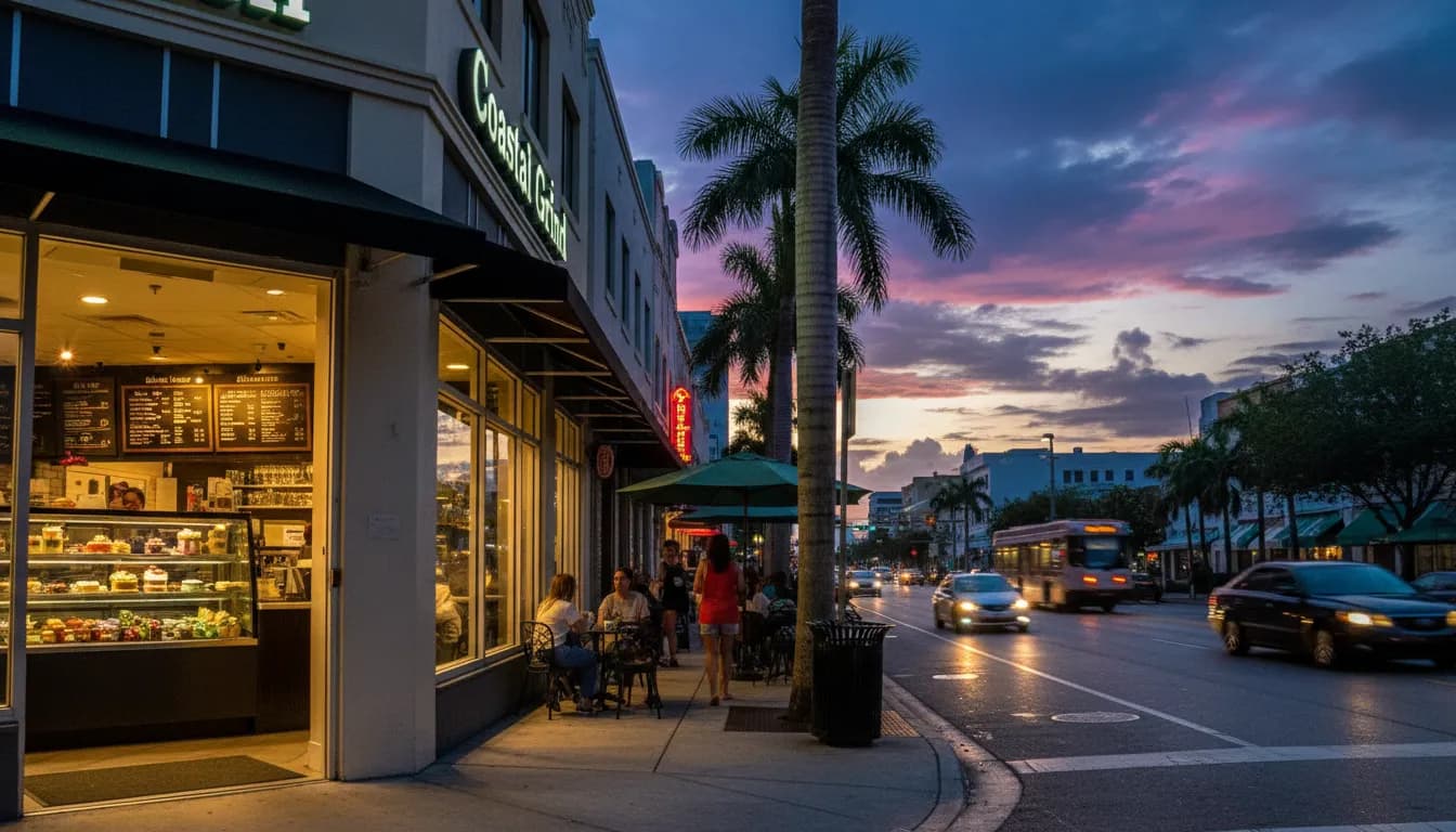 Practical city scene for Miami Coffee & Dessert Route: Restaurant Chain Inspired Sweet Stops