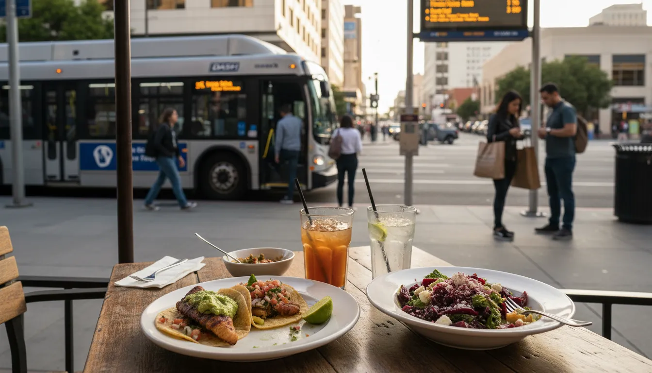 Practical city scene for Los Angeles Dining Guide: Navigating 'Dream vs Mystics' Meal Timing