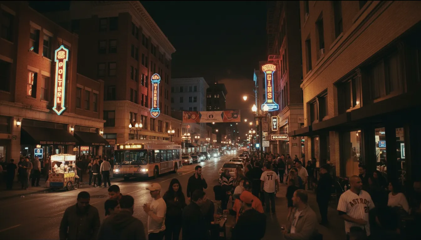Practical city scene for Los Angeles Bars: 'Astros vs Giants' Post-Game Wind Down