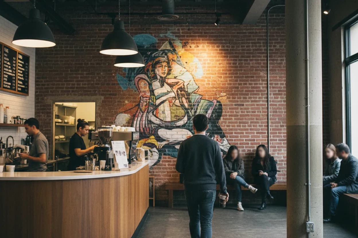 NYC experience scene for 787 Coffee in Chelsea: A Puerto Rican Iced Latte Stop Before Gallery Time