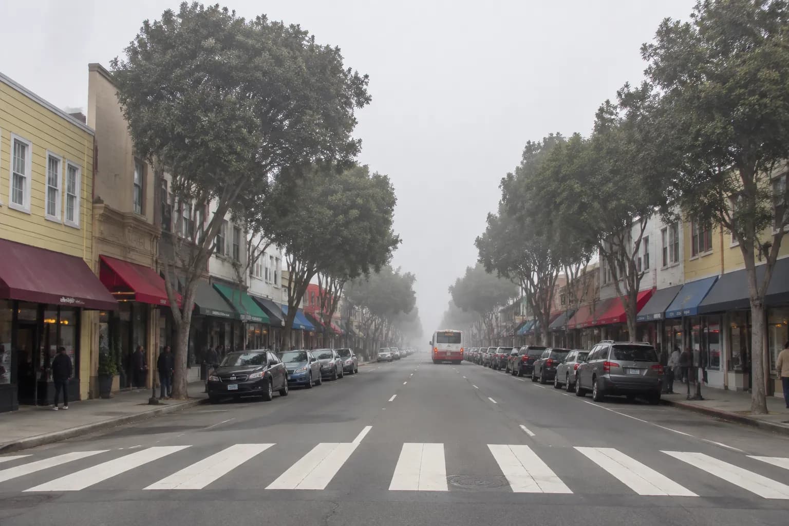 Clement Street in the Inner Richmond on a foggy summer afternoon