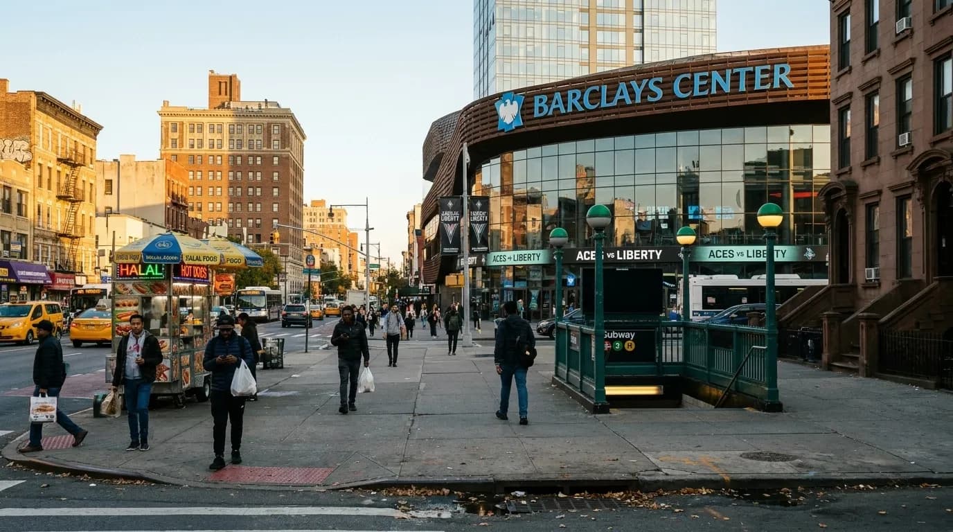 Local context for Aces vs Liberty: Barclays Center NYC Food Stops by Walking Time