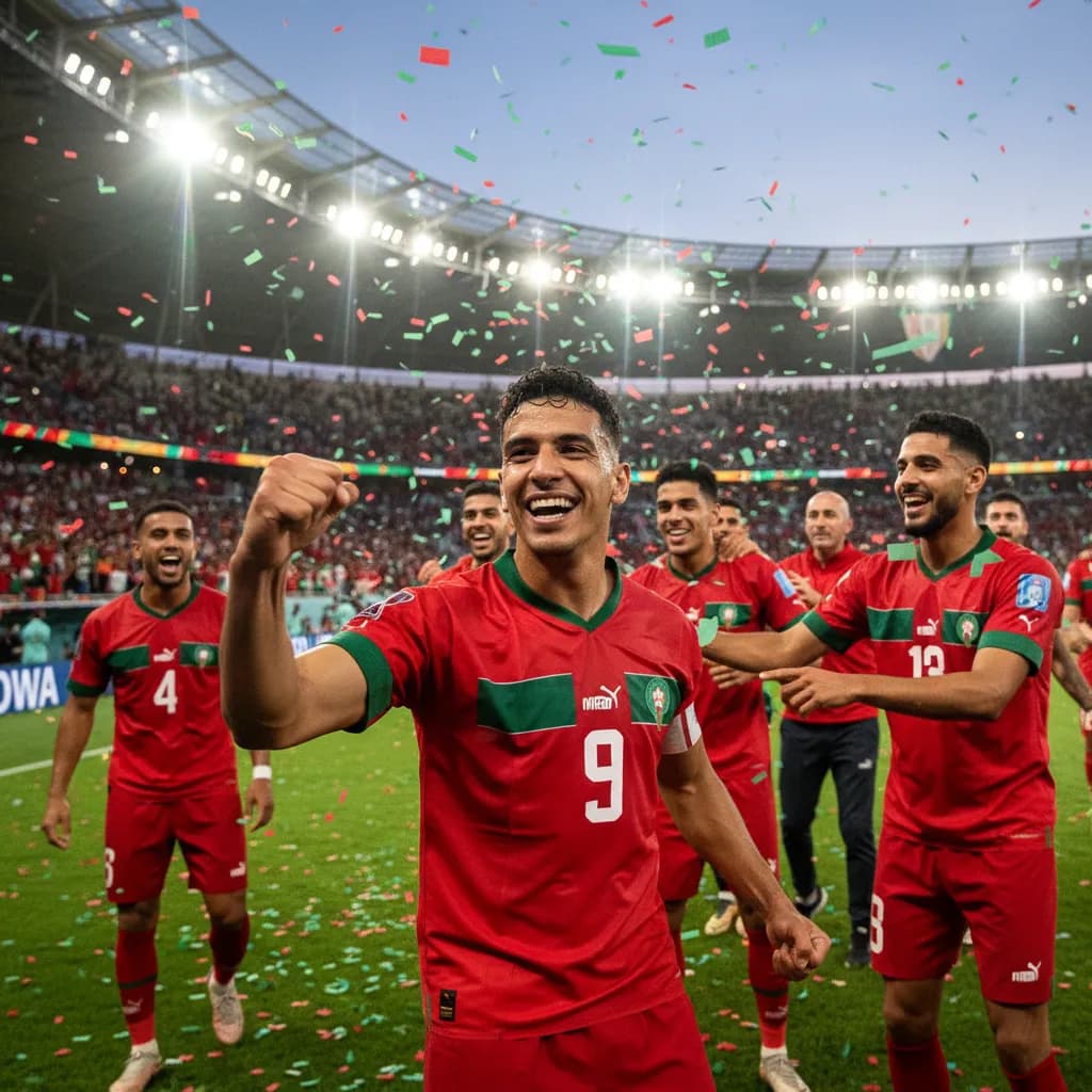 Morocco fans waving flags in a packed Nashville stadium