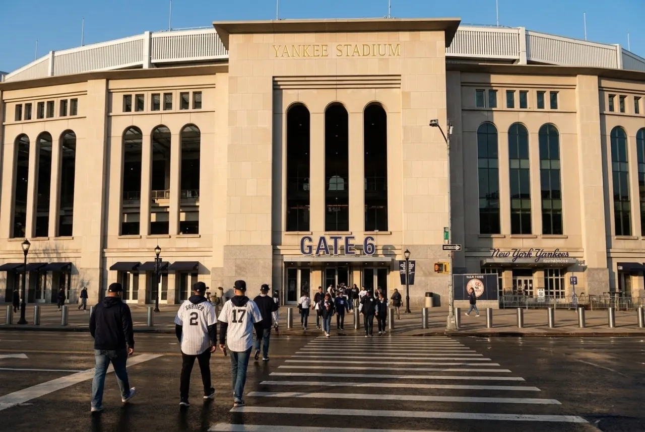 Yankee Stadium's Gate 6 facade at 161st Street and River Avenue in the Bronx