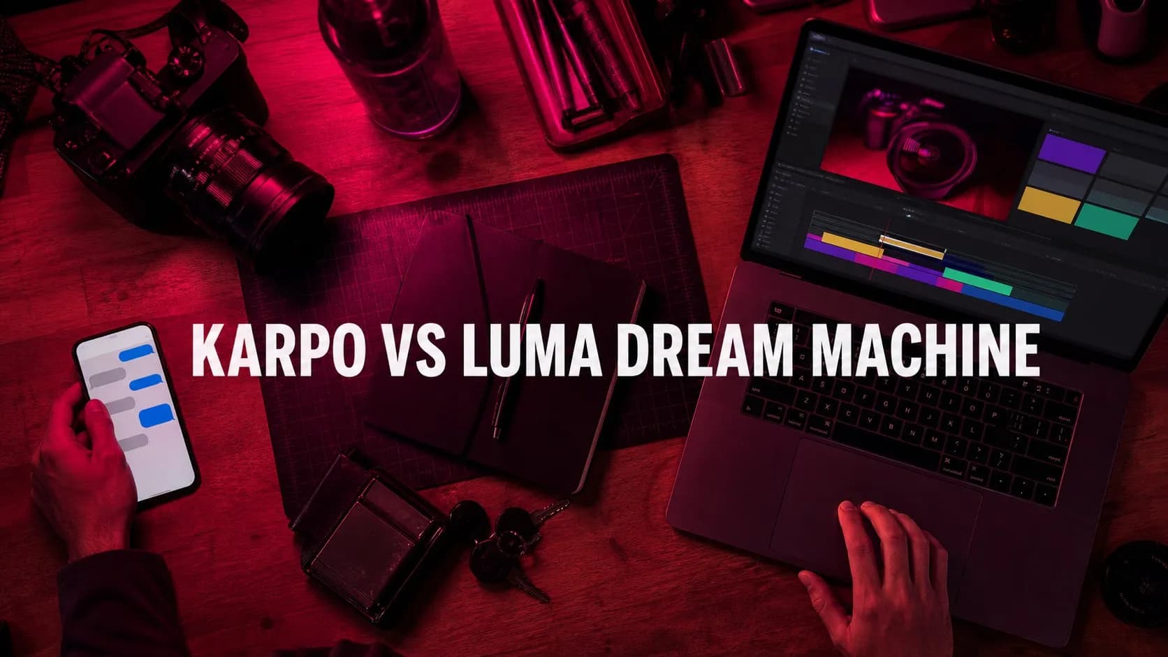 Photorealistic Karpo versus Luma Dream Machine comparison using a object tabletop composition