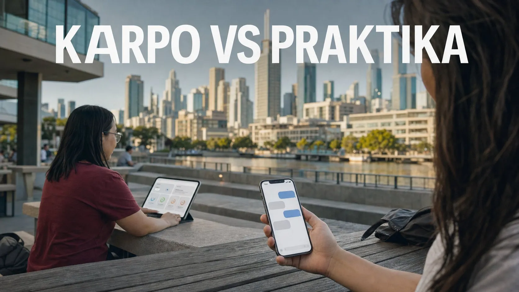 Photorealistic Karpo versus Praktika comparison using a architecture establishing composition