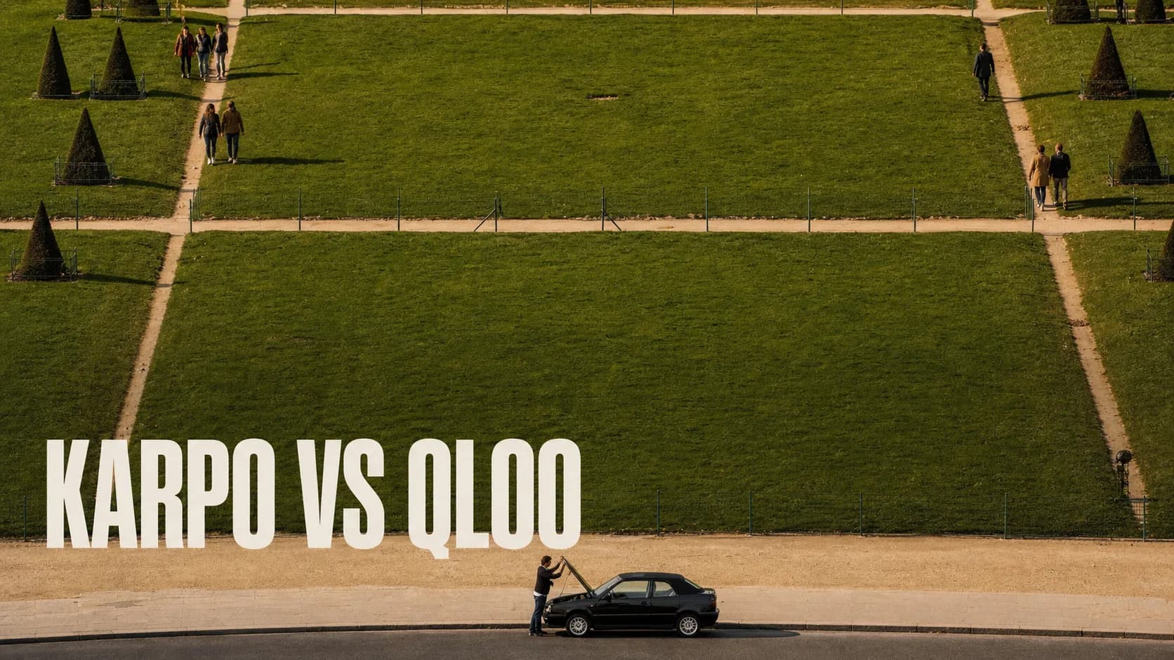 Karpo versus Qloo in a photorealistic editorial comparison.