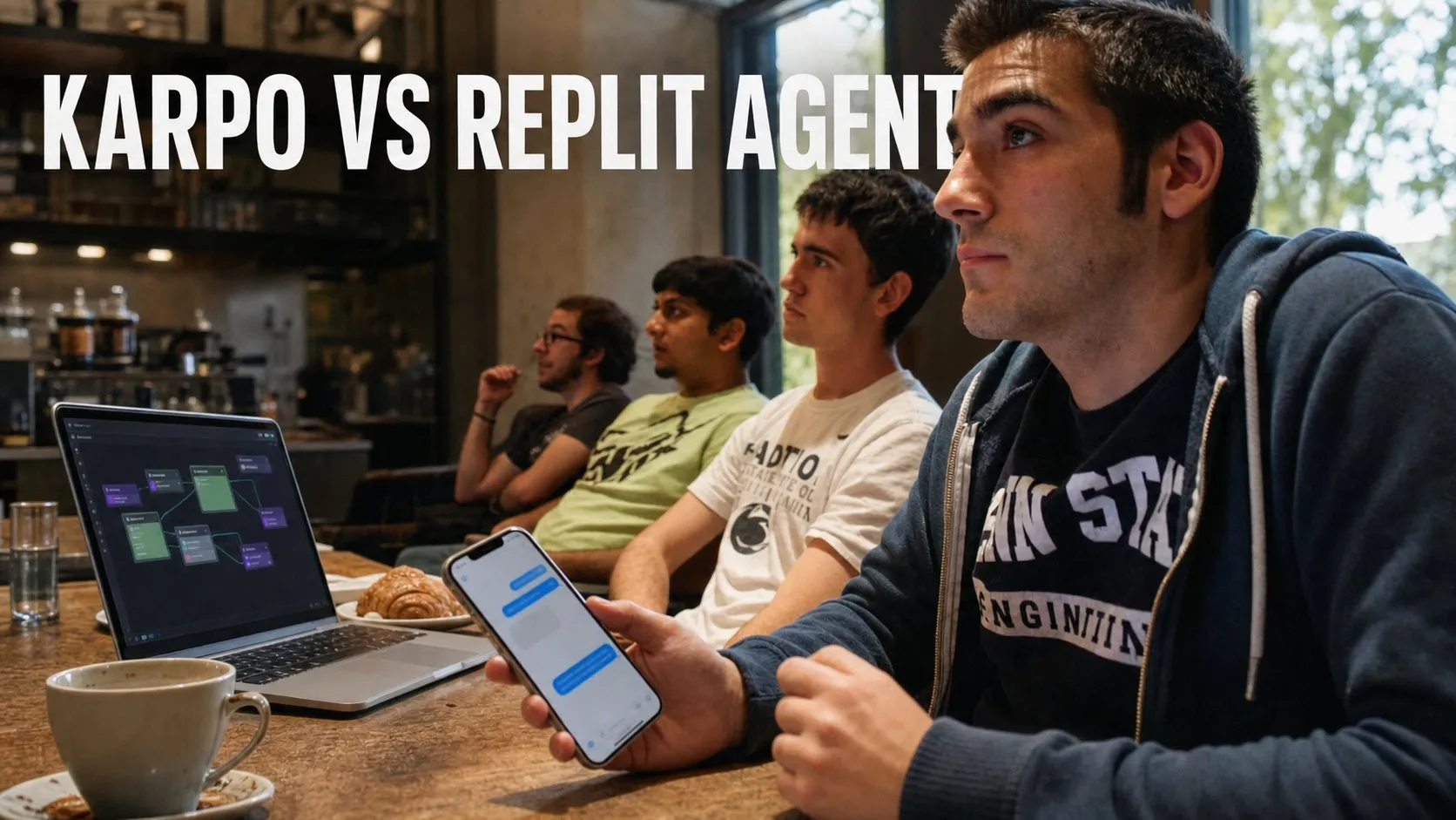 Photorealistic Karpo versus Replit Agent comparison using a interior counter composition