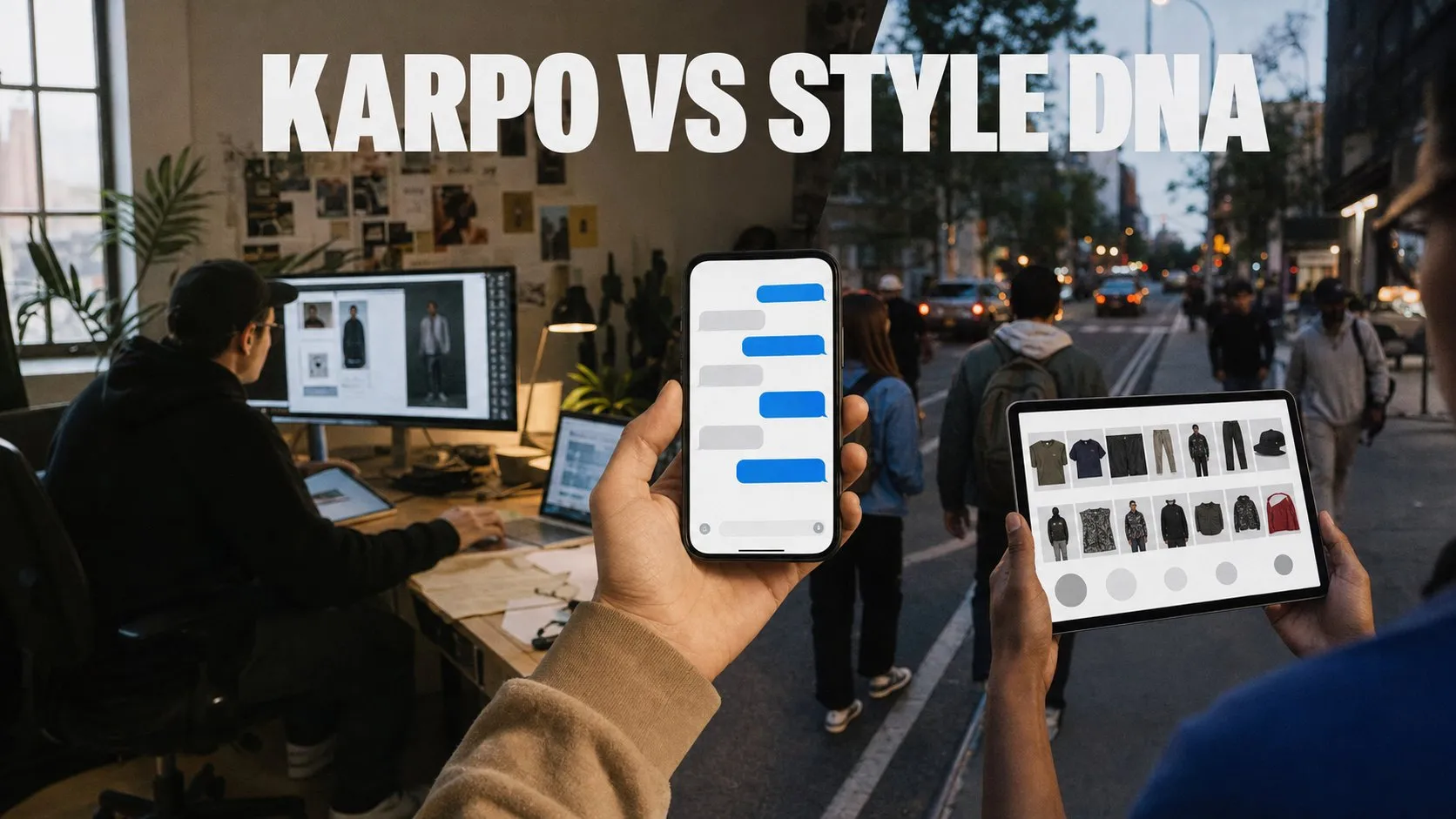 Photorealistic Karpo versus Style DNA comparison using a split environment composition
