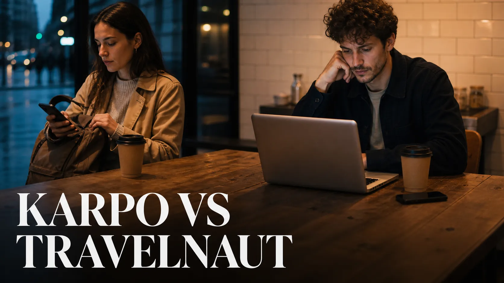 Karpo versus Travelnaut in a photorealistic editorial comparison.