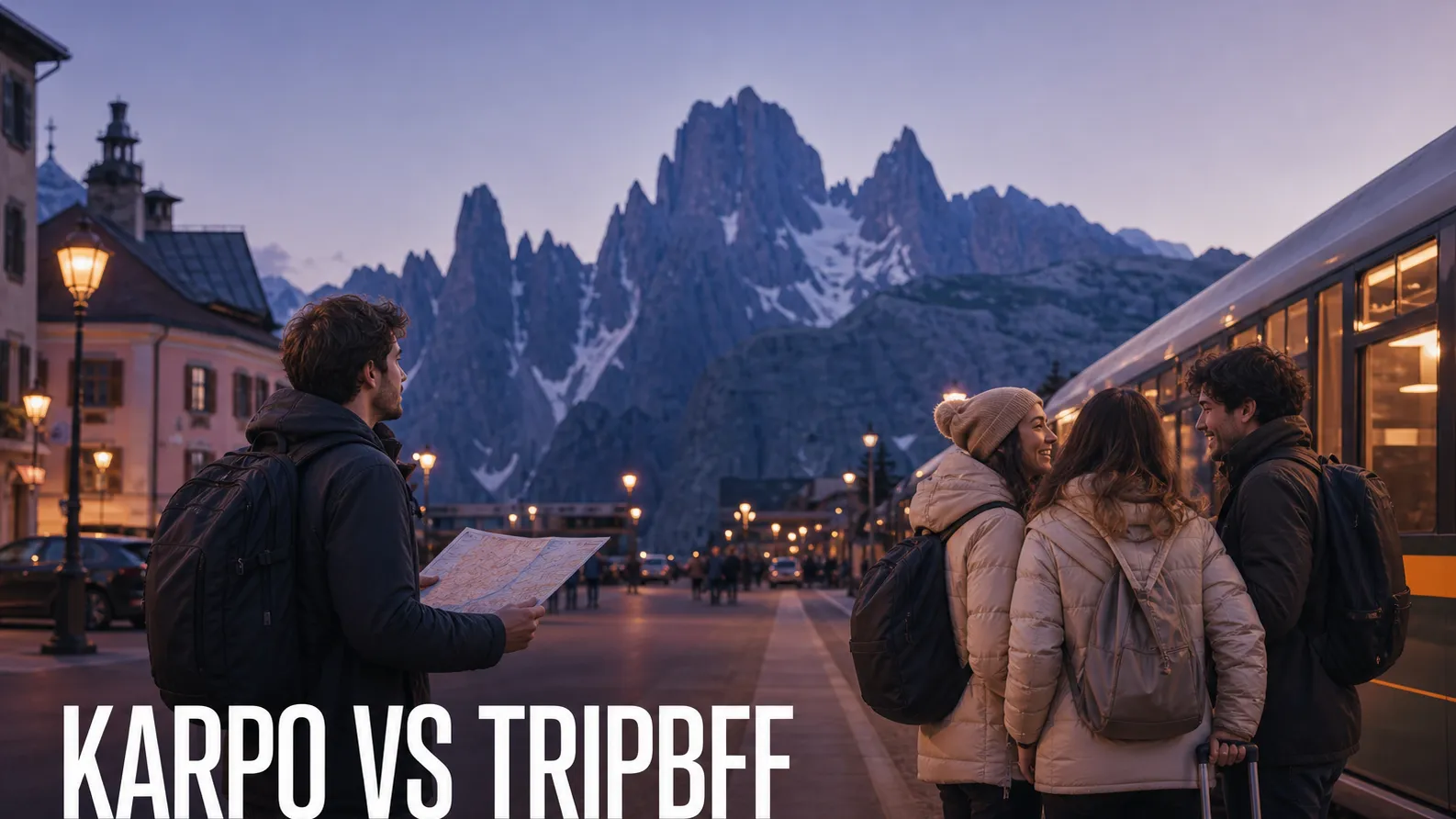 Karpo versus TripBFF in a photorealistic editorial comparison.