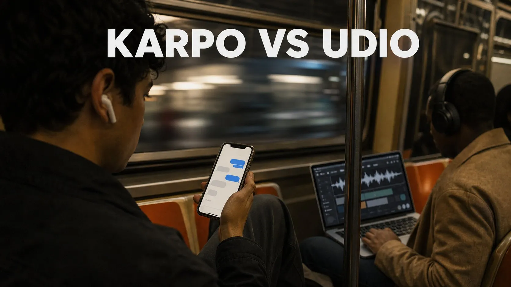 Photorealistic Karpo versus Udio comparison using a street transit composition